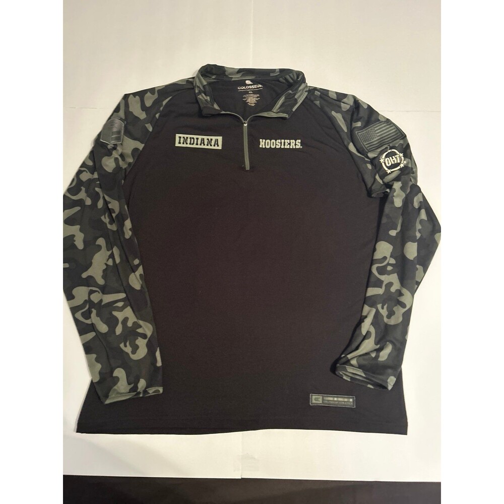 Colosseum Indiana Hoosiers Camo Sleeve Quarter Zip Mens Size XL